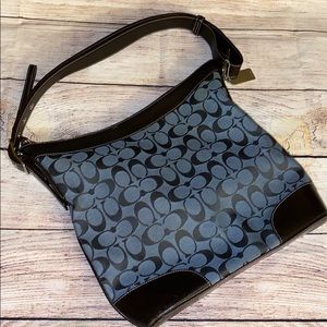 Coach Blue and Black Signature Convertible Purse